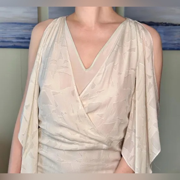 Robert Rodriguez Silk Flutter Sleeve Dress Burnout Floral Mint Romantic NWT 10 - Picture 3 of 13